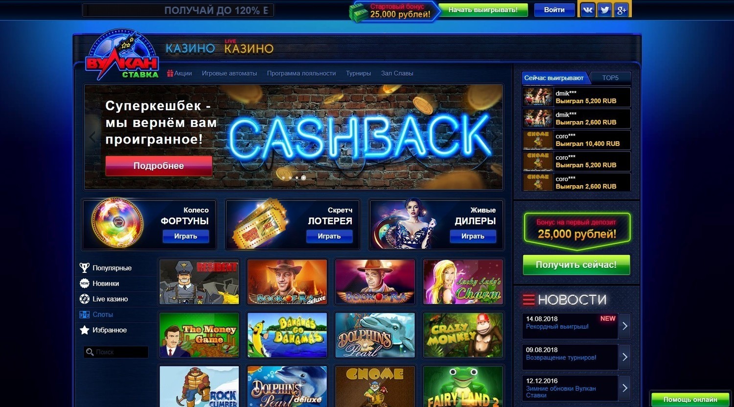 Игровые автоматы в казино ВулканСтавка